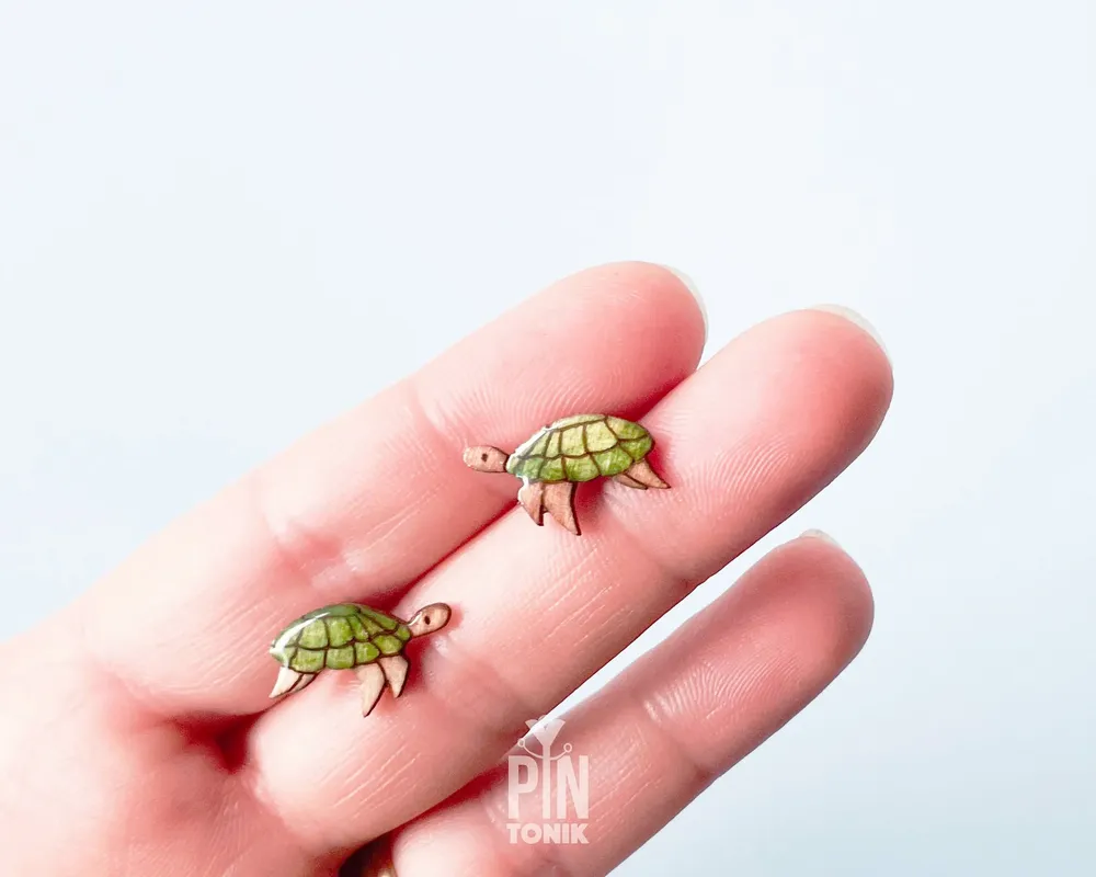Bijoux - Boucles d'oreilles tortue de mer - Bijoux hawaïens en bois - PINTONIK