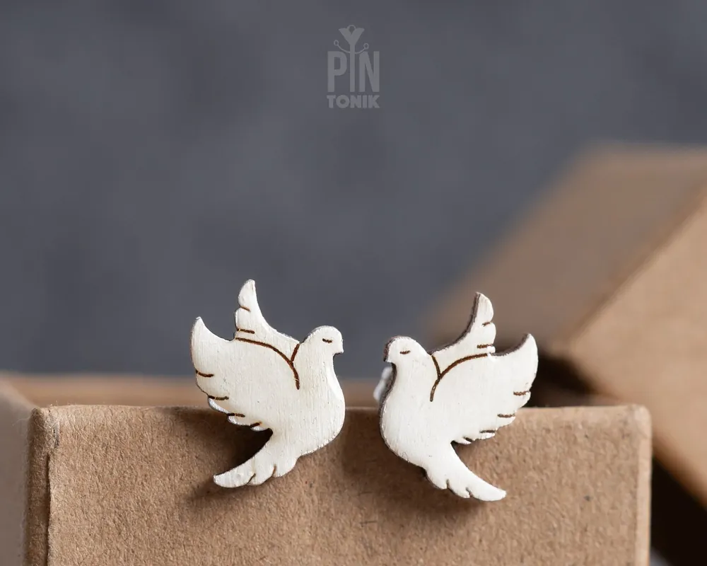 Jewelry - White Dove Stud Earrings - First Communion, Christening Gifts for Goddaughter, Godmother or Adult Baptism - PINTONIK