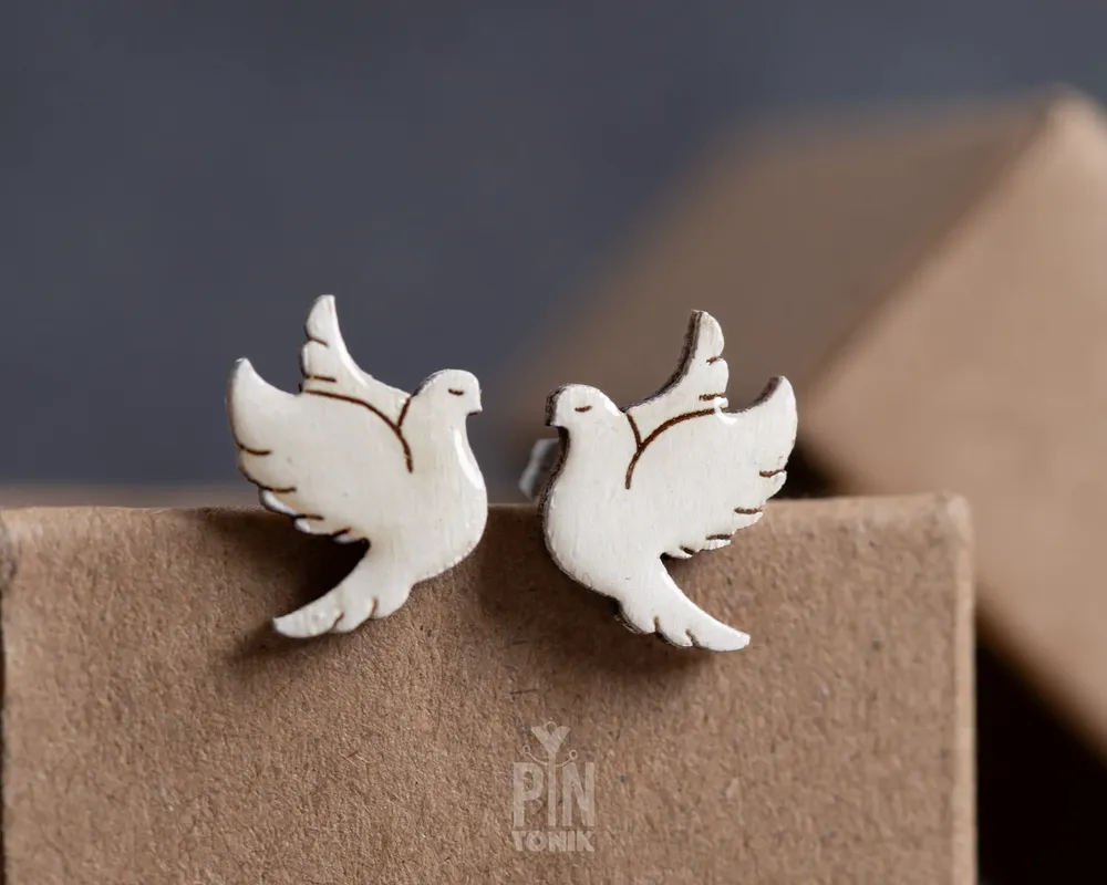 Jewelry - White Dove Stud Earrings - First Communion, Christening Gifts for Goddaughter, Godmother or Adult Baptism - PINTONIK