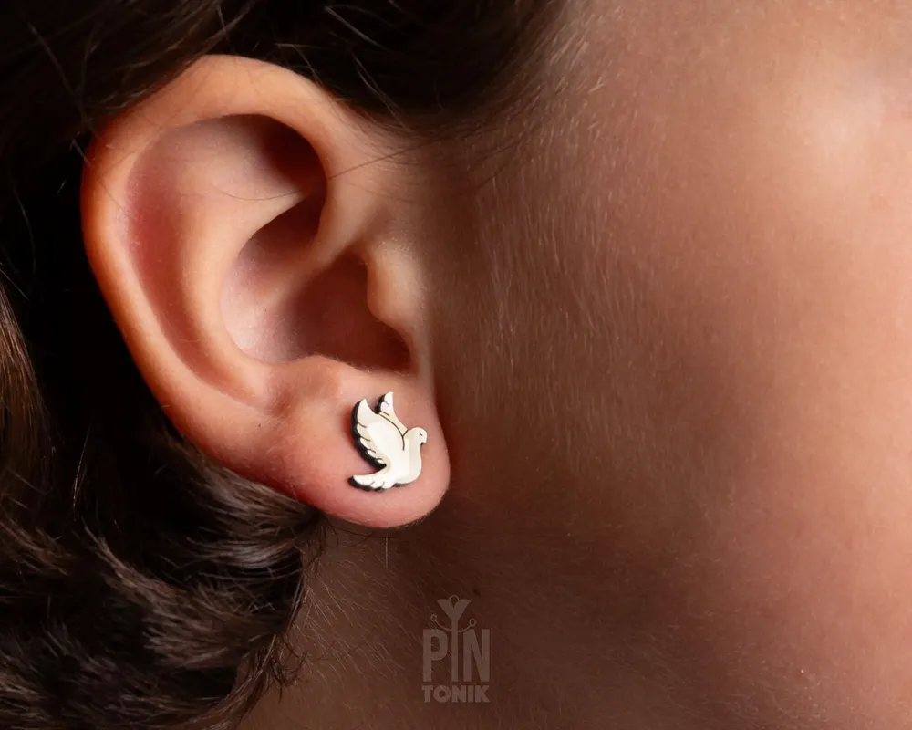Jewelry - White Dove Stud Earrings - First Communion, Christening Gifts for Goddaughter, Godmother or Adult Baptism - PINTONIK