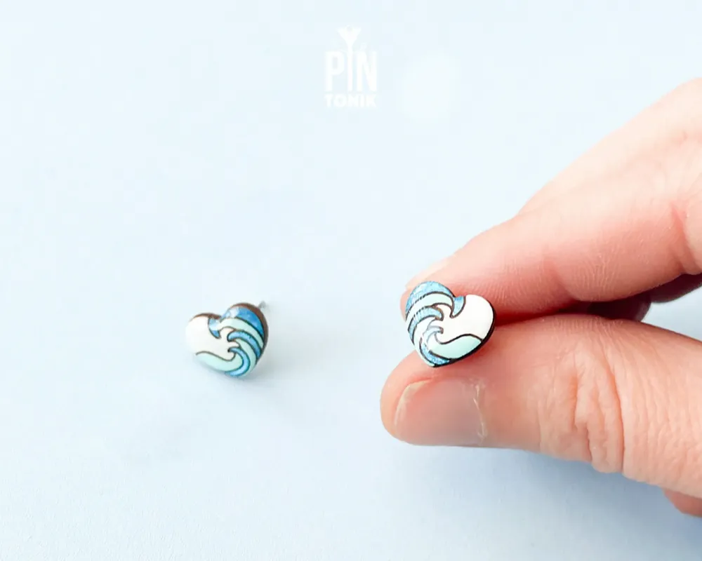Jewelry - Ocean Wave Summer Earrings - Surf Jewelry - Coastal Beach Stud Earrings - Surfer or Girlfriend Gift - PINTONIK