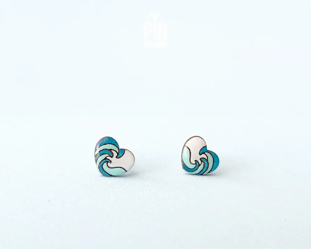 Jewelry - Ocean Wave Summer Earrings - Surf Jewelry - Coastal Beach Stud Earrings - Surfer or Girlfriend Gift - PINTONIK