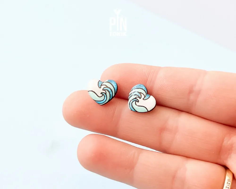Jewelry - Ocean Wave Summer Earrings - Surf Jewelry - Coastal Beach Stud Earrings - Surfer or Girlfriend Gift - PINTONIK