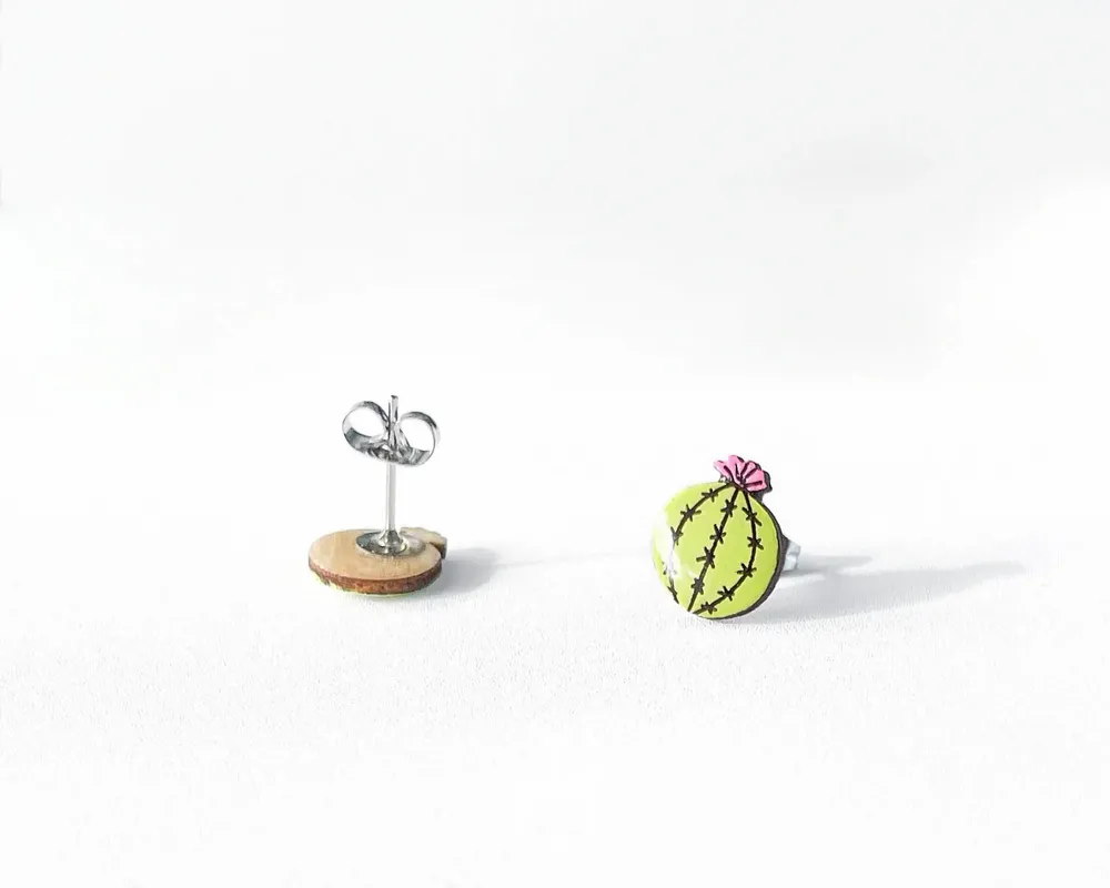 Jewelry - Cactus Stud Earrings - Boho Cacti Jewelry - Green Succulent Studs - PINTONIK