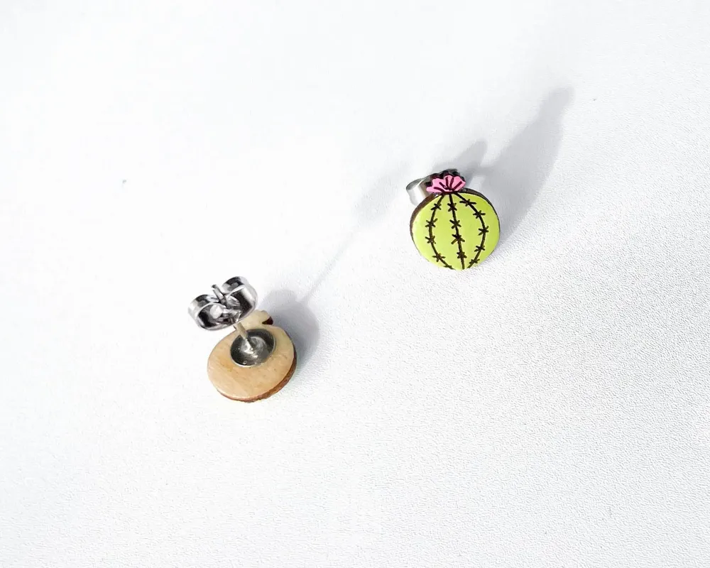 Jewelry - Cactus Stud Earrings - Boho Cacti Jewelry - Green Succulent Studs - PINTONIK