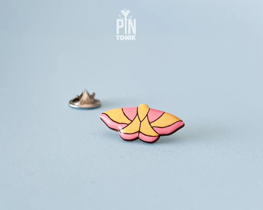 Jewelry - Rosy Maple Moth Pin - Pink Insect Brooch - PINTONIK