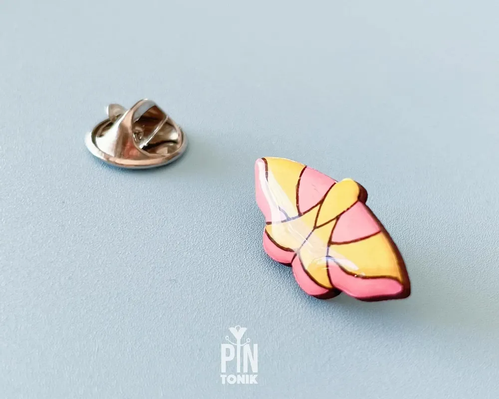 Jewelry - Rosy Maple Moth Pin - Pink Insect Brooch - PINTONIK