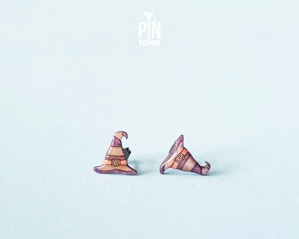 Bijoux - Boucles d'oreilles chapeau de sorcière pour Halloween - Bijoux de sorcière originaux pour adolescentes - Cadeaux effrayants - PINTONIK