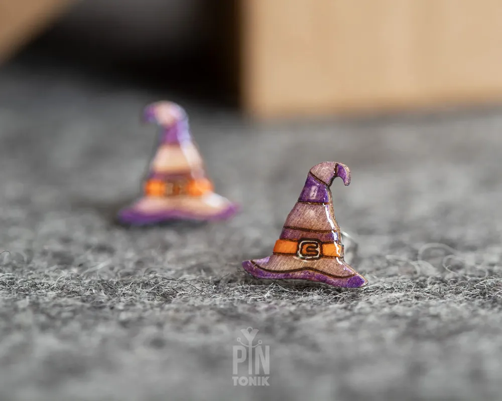 Bijoux - Boucles d'oreilles chapeau de sorcière pour Halloween - Bijoux de sorcière originaux pour adolescentes - Cadeaux effrayants - PINTONIK
