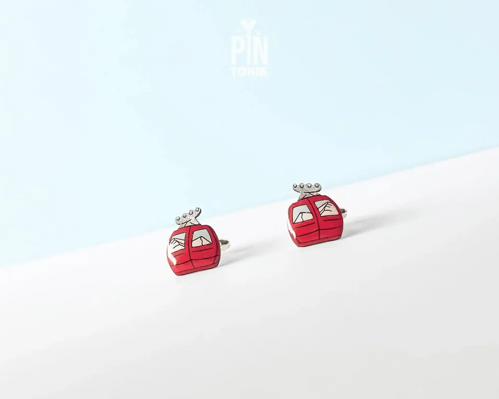 Jewelry - Ski Gondola Cufflinks - Fun Apres Ski Lift Snowboard Gifts - Winter Wedding Groom Cuff Links - PINTONIK