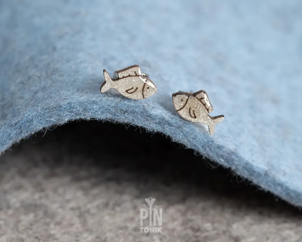 Bijoux - Boucles d'oreilles poissons chrétiennes - Cadeaux de baptême ou de première communion en argent pour filles ou adultes - PINTONIK