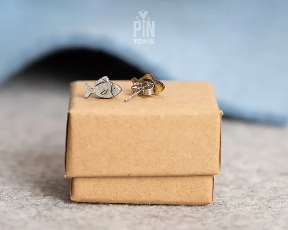 Bijoux - Boucles d'oreilles poissons chrétiennes - Cadeaux de baptême ou de première communion en argent pour filles ou adultes - PINTONIK