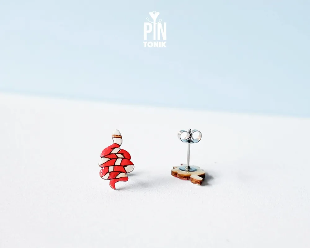 Bijoux - Boucles d'oreilles puces serpent - Bijoux Wicca d'Halloween avec serpent - Boucles d'oreilles sorcières et originales - PINTONIK