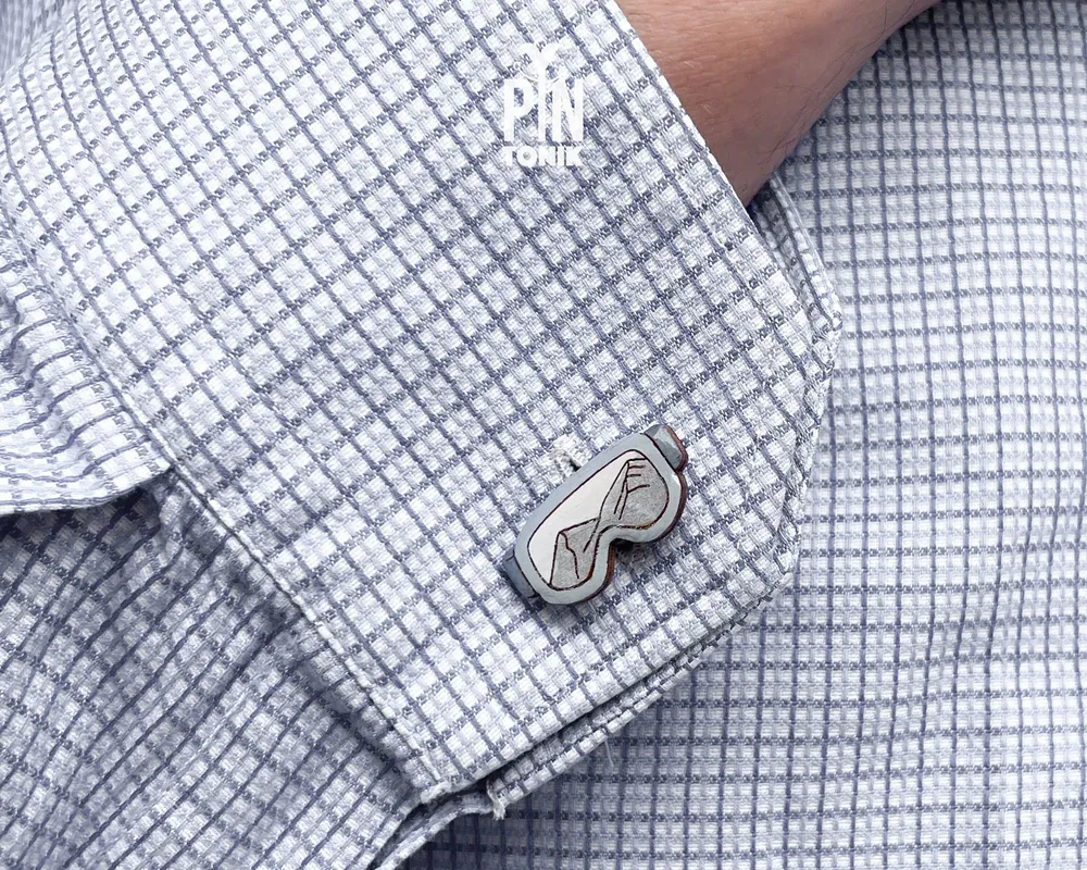 Bijoux - Boutons de manchette Masque de ski - Cadeaux de snowboard - Boutons de manchette pour marié lors d'un mariage d'hiver - PINTONIK