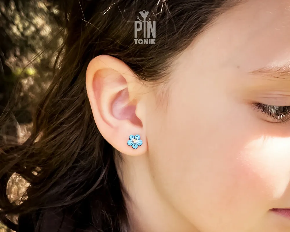 Jewelry - Forget Me Not Stud Earrings - Boho Wood Flower Earrings - PINTONIK
