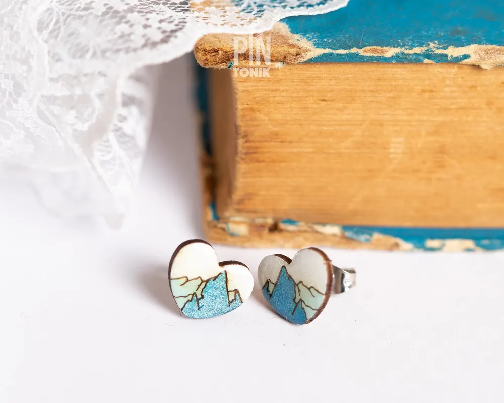 Bijoux - Boucles d'oreilles Montagne - Boucles d'oreilles en bois pour snowboard et après-ski - Bijoux pour les âmes voyageuses - PINTONIK