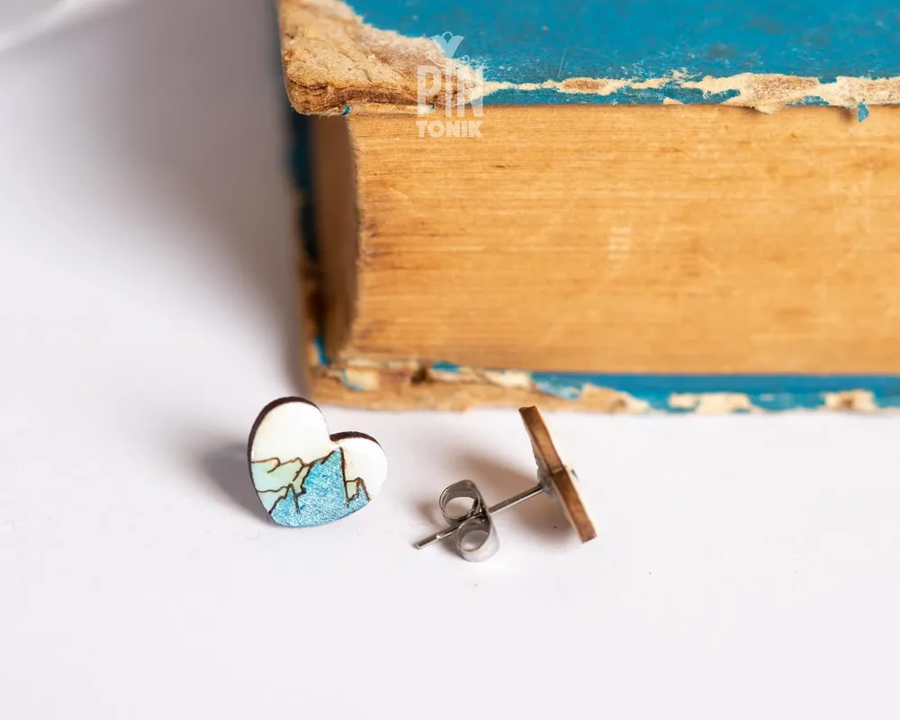 Bijoux - Boucles d'oreilles Montagne - Boucles d'oreilles en bois pour snowboard et après-ski - Bijoux pour les âmes voyageuses - PINTONIK