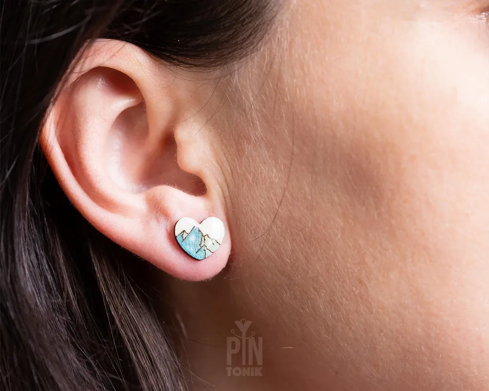 Bijoux - Boucles d'oreilles Montagne - Boucles d'oreilles en bois pour snowboard et après-ski - Bijoux pour les âmes voyageuses - PINTONIK