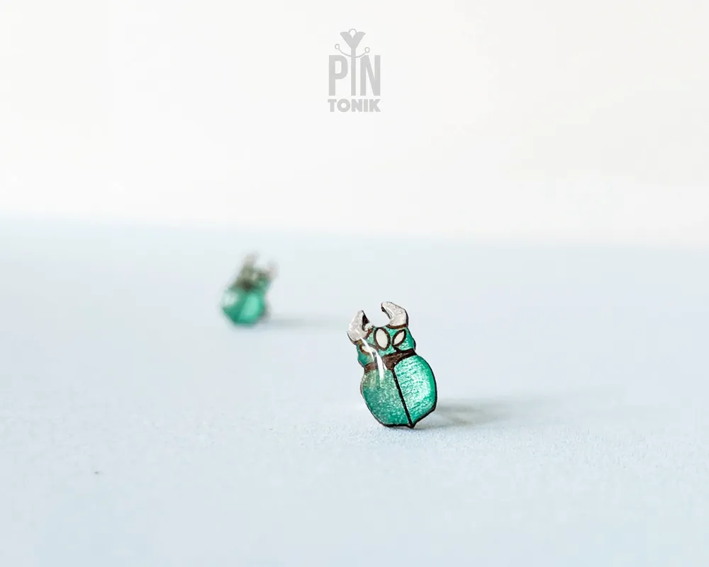 Bijoux - Boucles d'oreilles puces lucane cerf-volant - Bijou insecte rhinocéros - Cadeau pour les amoureux des insectes - PINTONIK