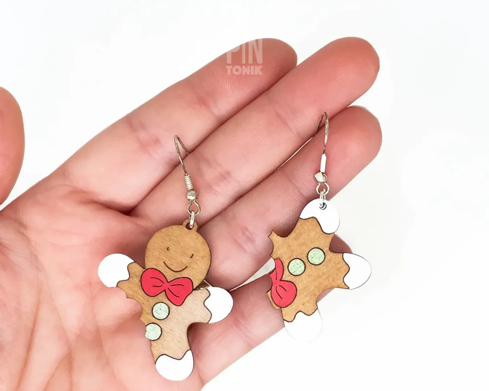 Bijoux - Boucles d'oreilles Bonhomme en pain d'épice - Bijoux de Noël amusants - PINTONIK