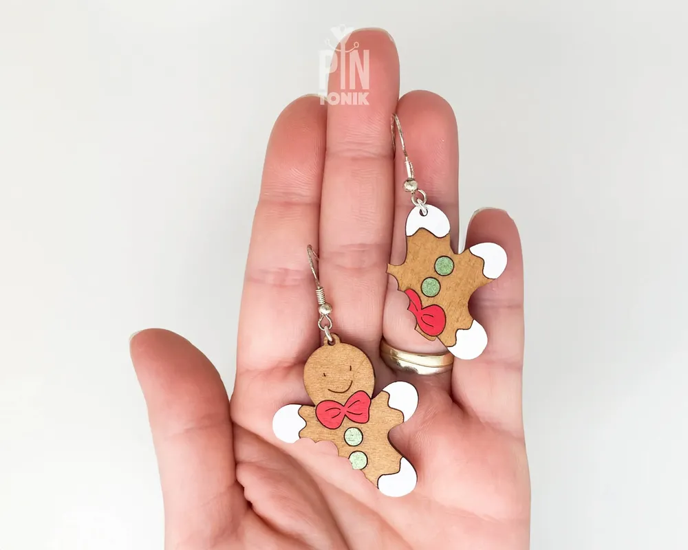 Bijoux - Boucles d'oreilles Bonhomme en pain d'épice - Bijoux de Noël amusants - PINTONIK