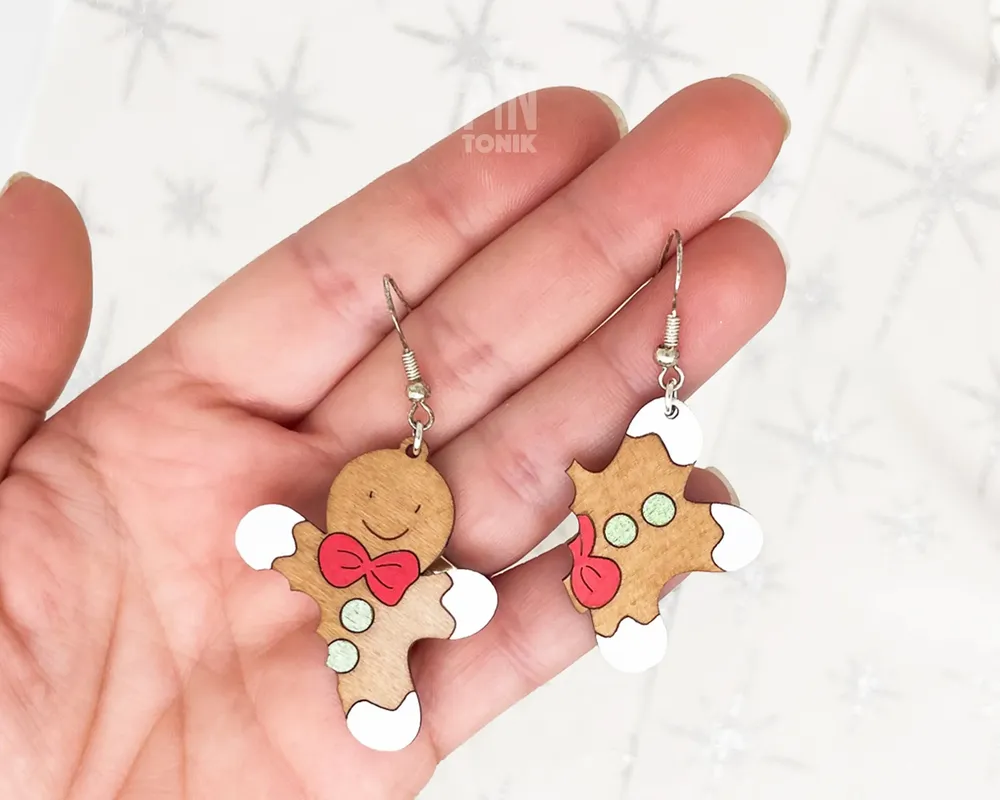 Bijoux - Boucles d'oreilles Bonhomme en pain d'épice - Bijoux de Noël amusants - PINTONIK
