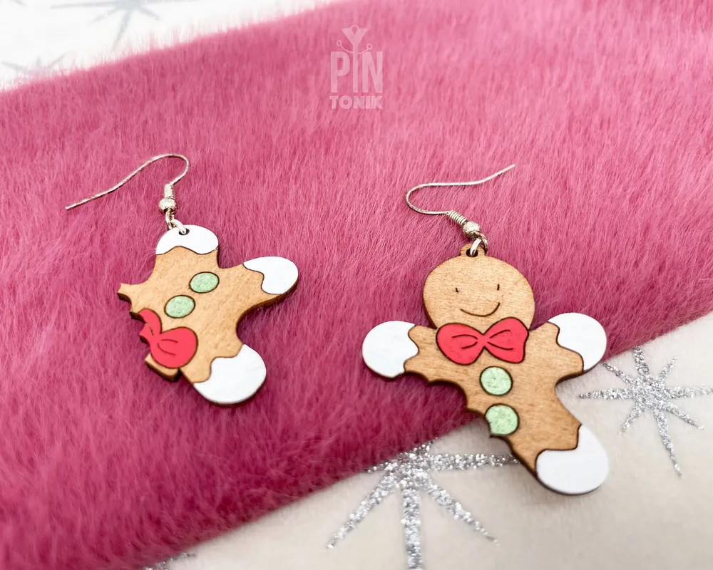 Bijoux - Boucles d'oreilles Bonhomme en pain d'épice - Bijoux de Noël amusants - PINTONIK