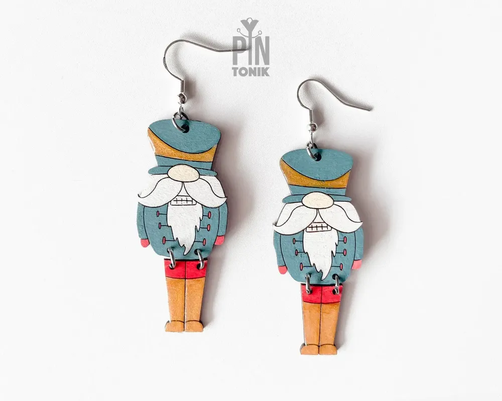 Bijoux - Boucles d'oreilles Casse-Noisette de Noël - Boucles d'oreilles fantaisie - Bijoux amusants à glisser dans une chaussette de Noël - PINTONIK
