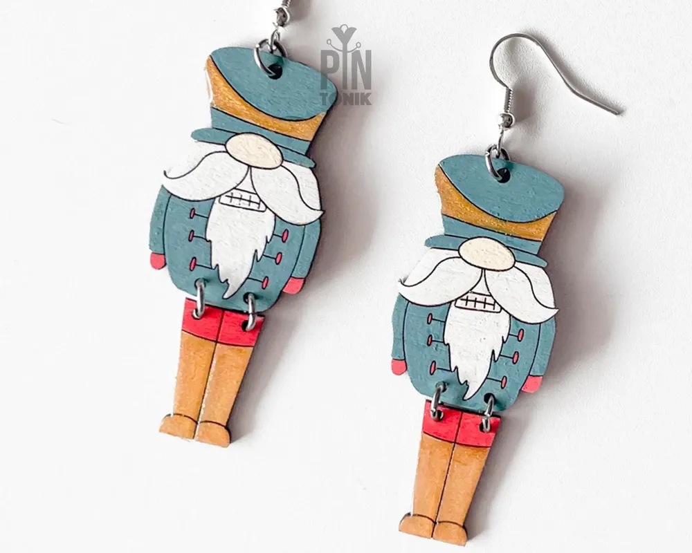 Bijoux - Boucles d'oreilles Casse-Noisette de Noël - Boucles d'oreilles fantaisie - Bijoux amusants à glisser dans une chaussette de Noël - PINTONIK