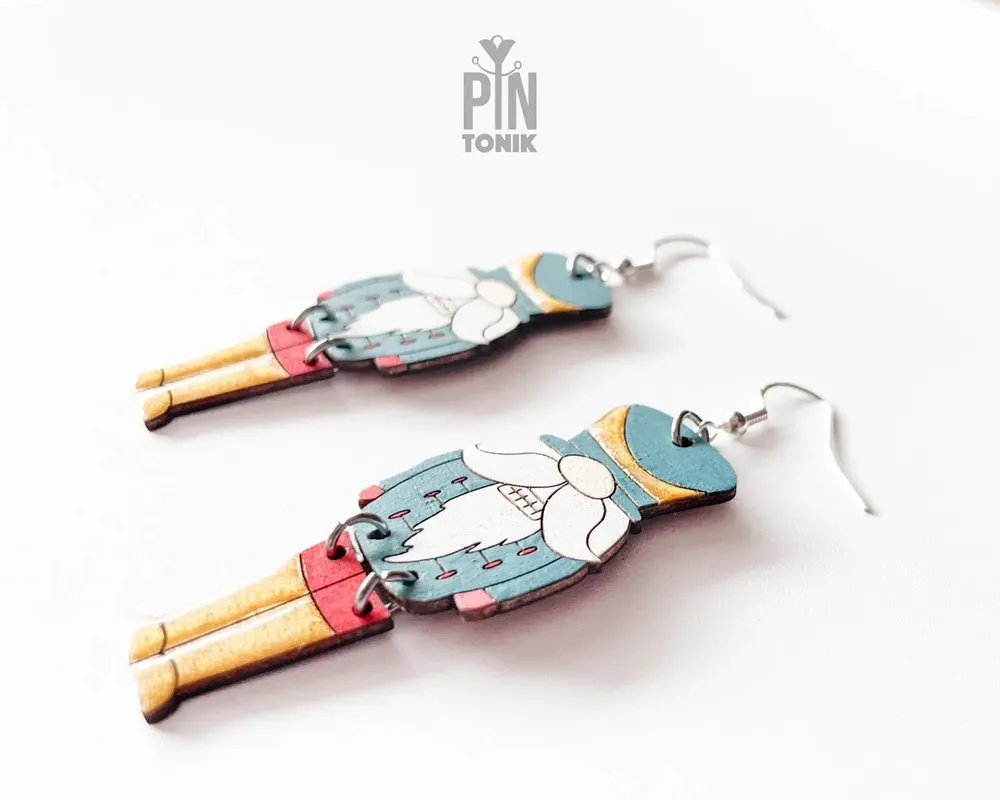Bijoux - Boucles d'oreilles Casse-Noisette de Noël - Boucles d'oreilles fantaisie - Bijoux amusants à glisser dans une chaussette de Noël - PINTONIK