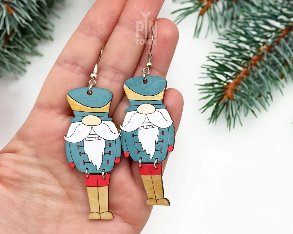 Bijoux - Boucles d'oreilles Casse-Noisette de Noël - Boucles d'oreilles fantaisie - Bijoux amusants à glisser dans une chaussette de Noël - PINTONIK