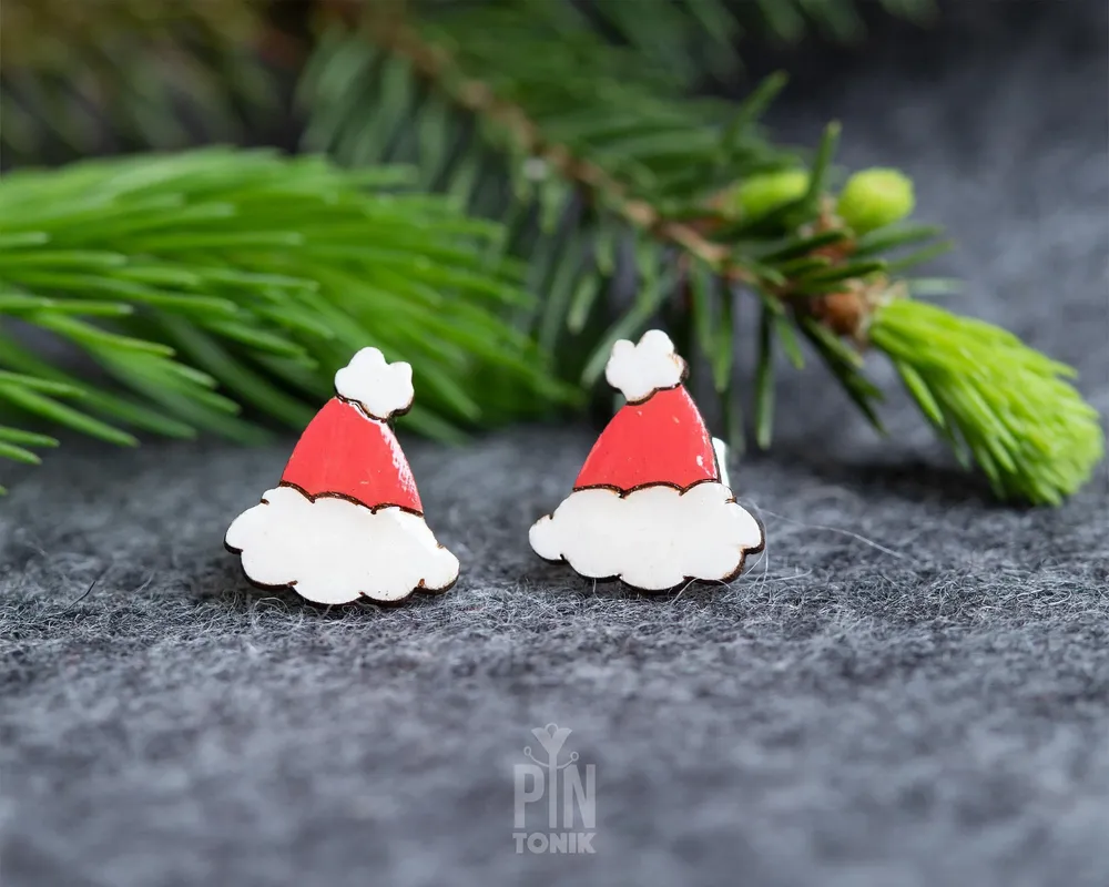 Bijoux - Boucles d'oreilles fantaisie en forme de chapeau de Noël - Idées cadeaux originales pour les bas de Noël ou le Père Noël secret - PINTONIK