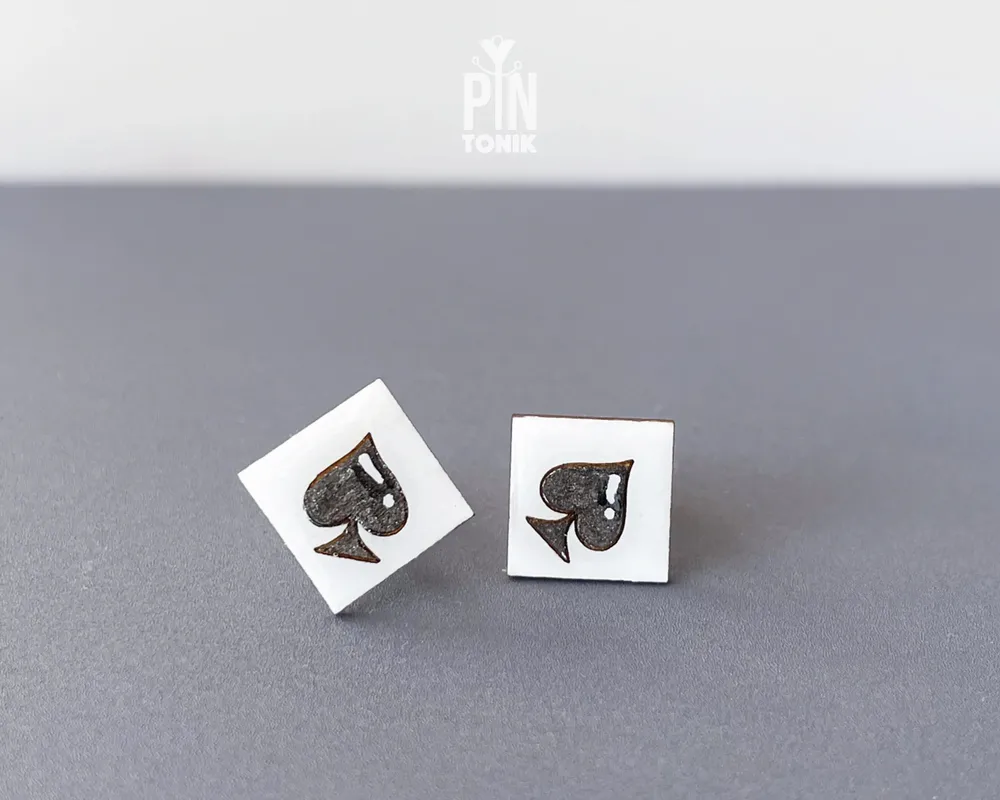 Jewelry - Ace of Spades Cufflinks - Hand-Painted Wooden Poker Cufflinks - PINTONIK