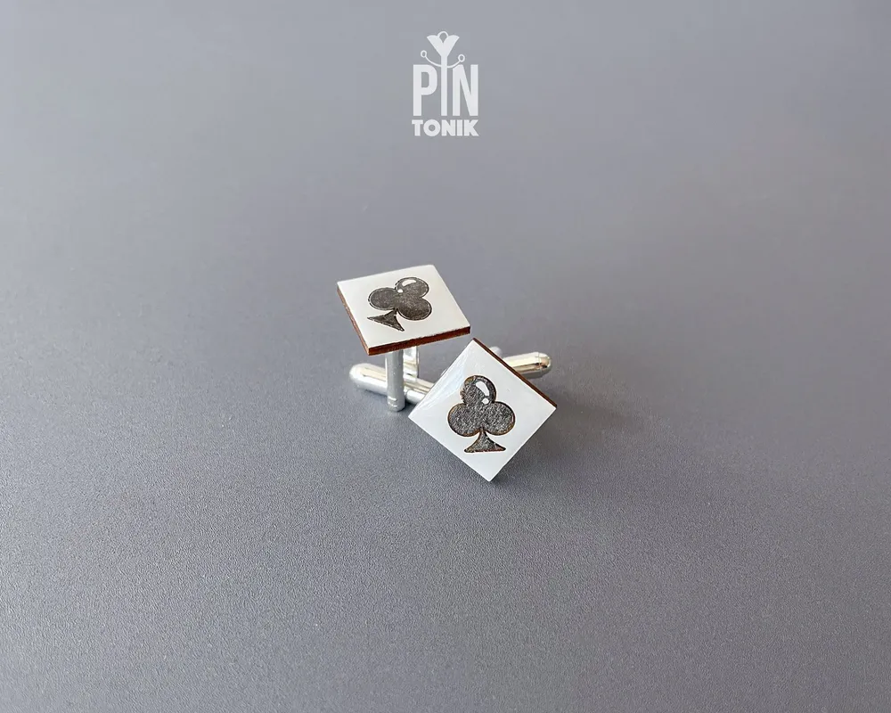 Jewelry - Ace of Spades Cufflinks - Hand-Painted Wooden Poker Cufflinks - PINTONIK