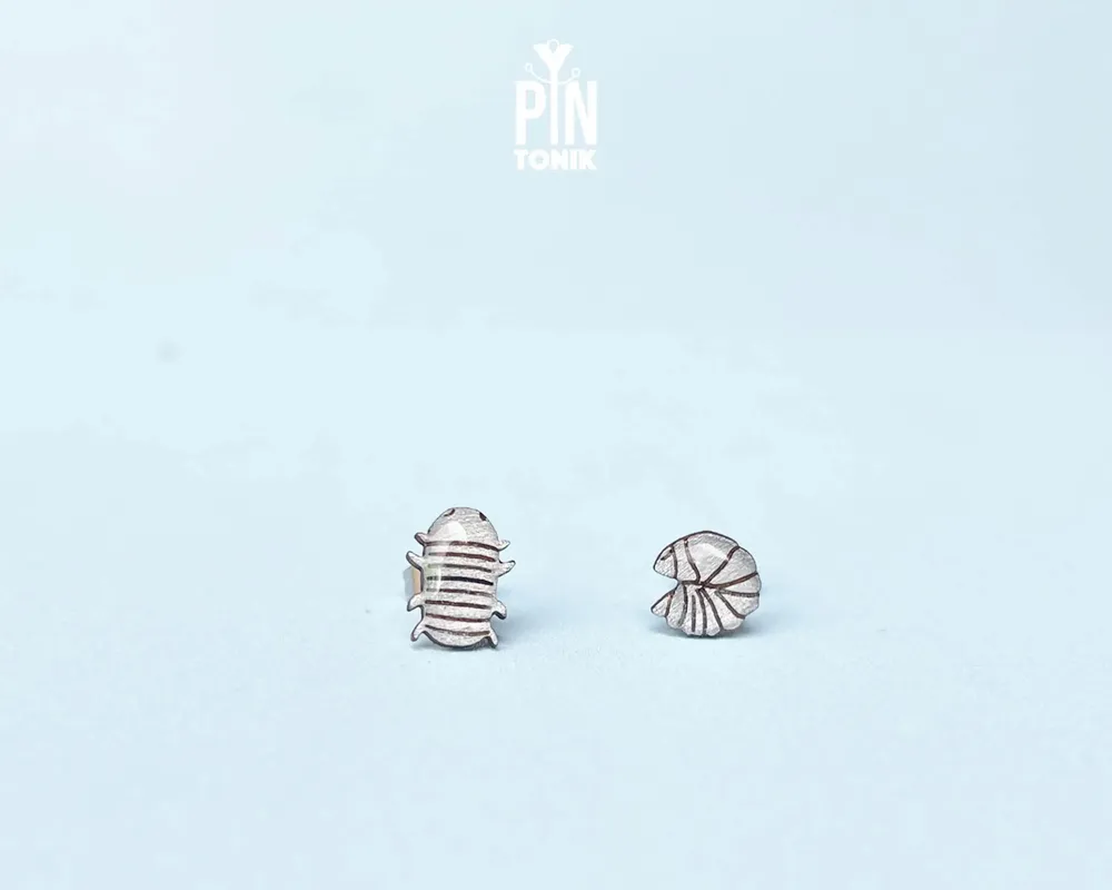 Bijoux - Boucles d'oreilles isopodes dépareillées - Bijoux originaux en forme de cloporte - Accessoire de déguisement d'Halloween - PINTONIK