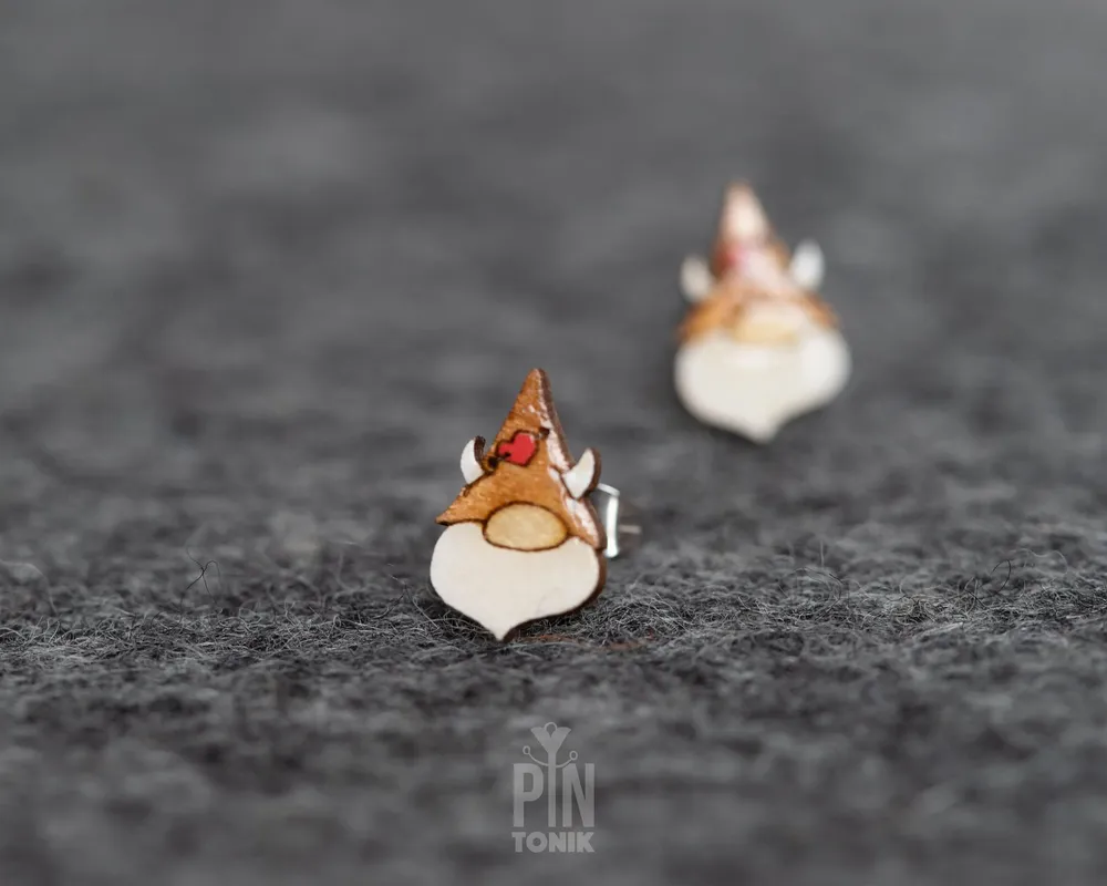Bijoux - Boucles d'oreilles fantaisie style gnome viking miniature, puces d'oreilles tendance et mignonnes, cadeau idéal pour une adolescente, son 21e anniversaire ou sa meilleure amie. - PINTONIK