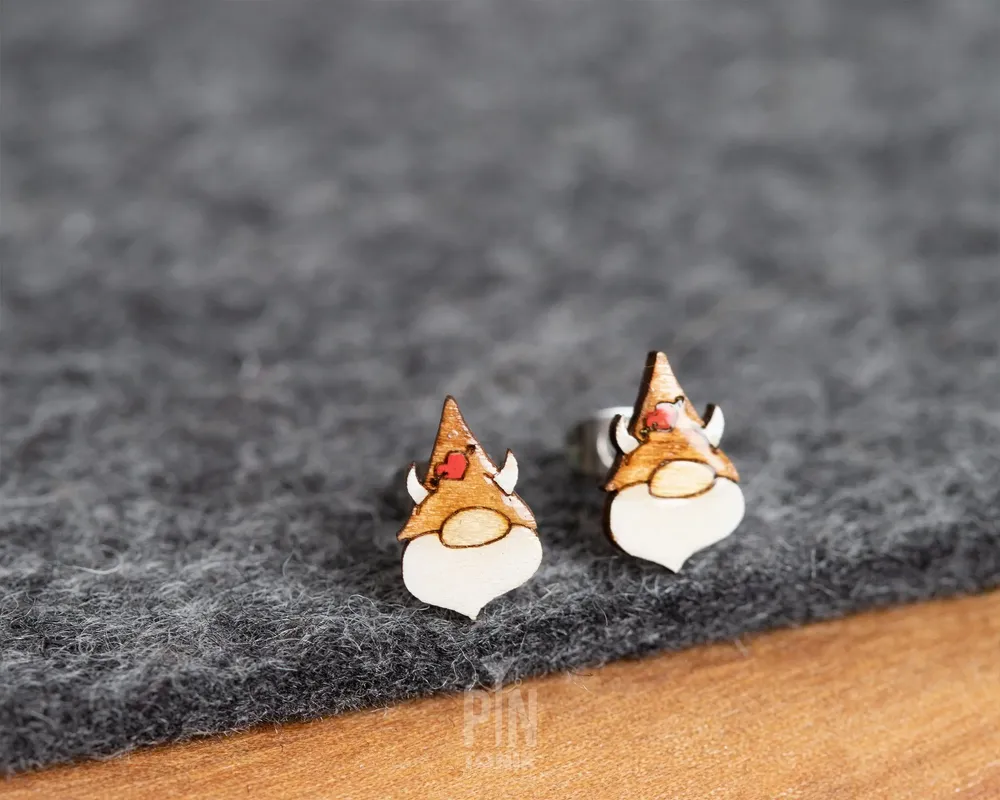 Bijoux - Boucles d'oreilles fantaisie style gnome viking miniature, puces d'oreilles tendance et mignonnes, cadeau idéal pour une adolescente, son 21e anniversaire ou sa meilleure amie. - PINTONIK