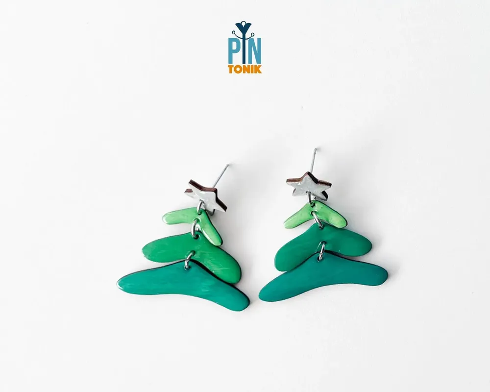 Jewelry - Christmas Tree Dangle Earrings - Sterling Silver Festive Jewelry - PINTONIK