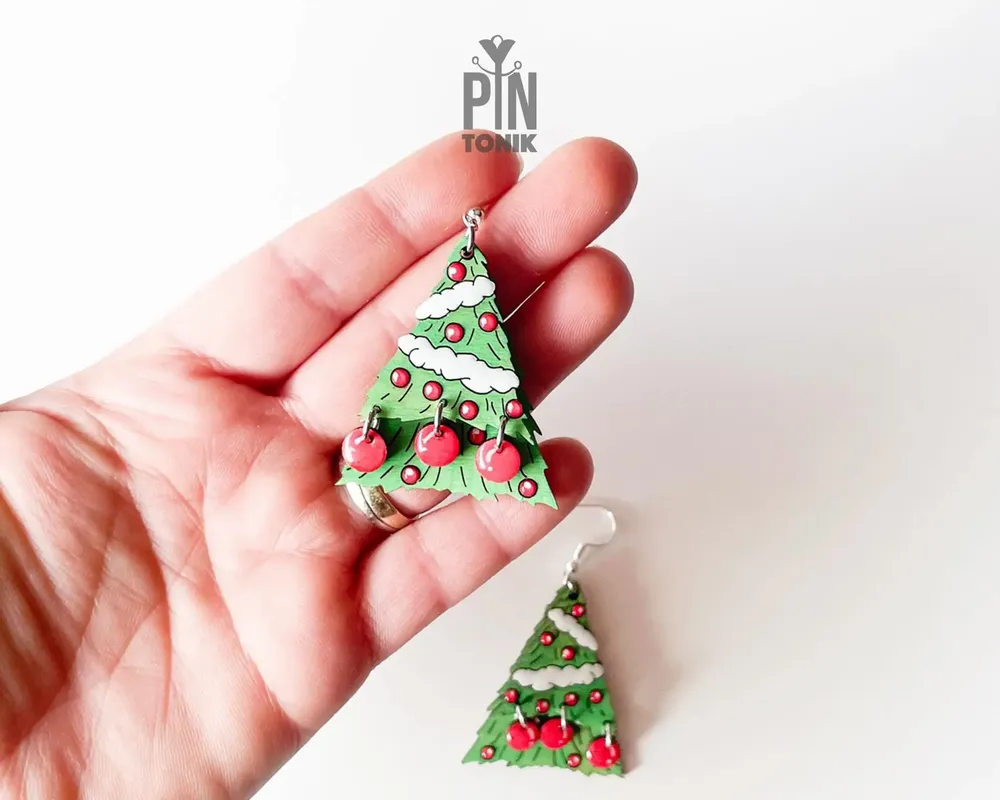 Jewelry - Christmas Tree Dangle Earrings - Festive Jewelry for Christmas Eve - Winter Accessories - PINTONIK