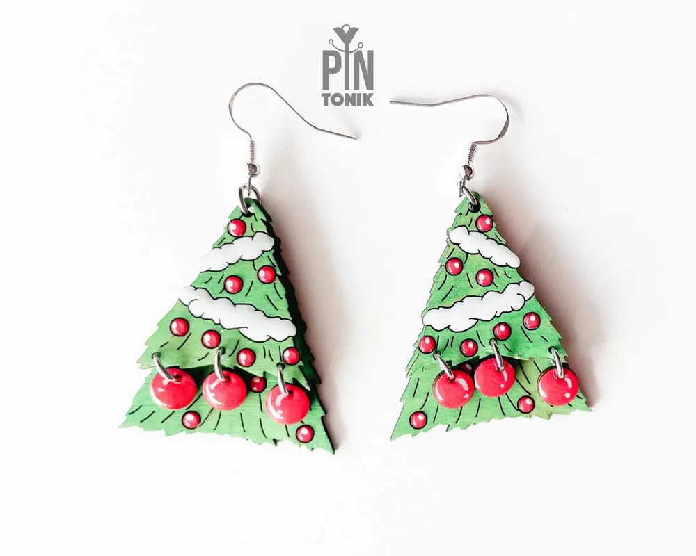 Jewelry - Christmas Tree Dangle Earrings - Festive Jewelry for Christmas Eve - Winter Accessories - PINTONIK