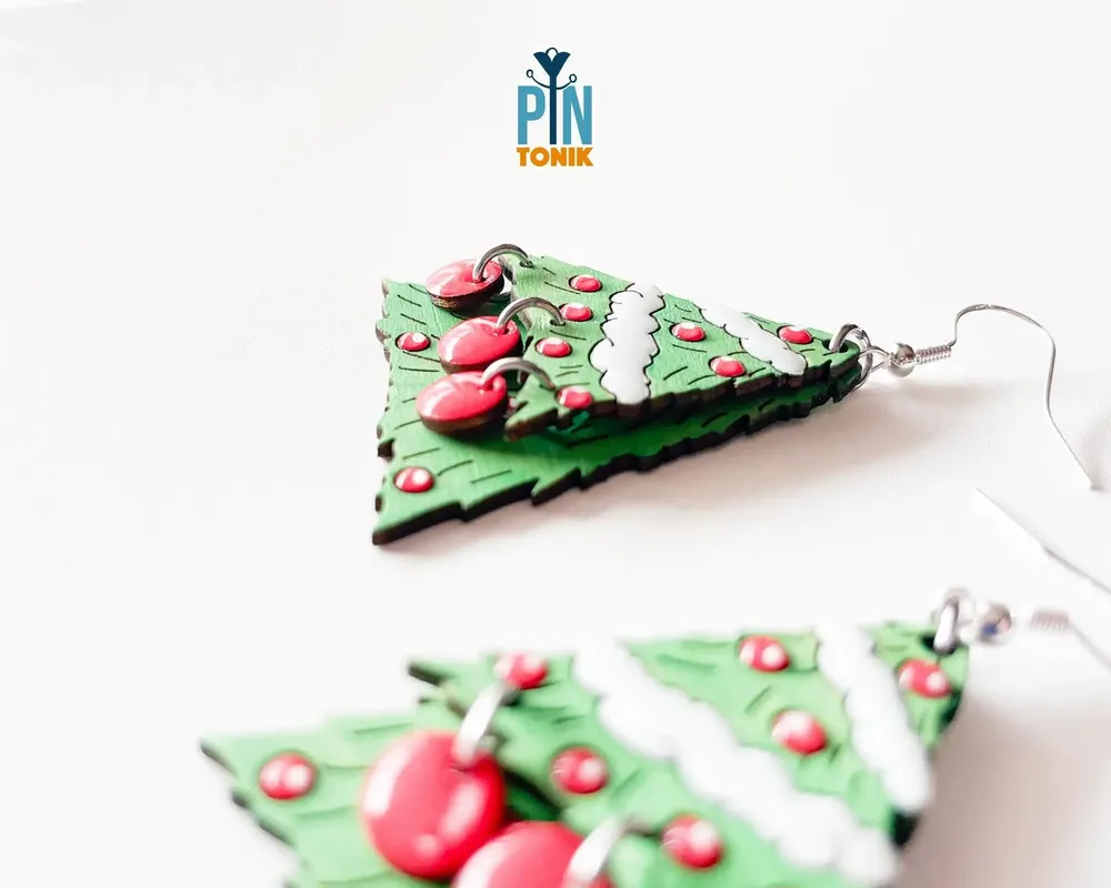 Jewelry - Christmas Tree Dangle Earrings - Festive Jewelry for Christmas Eve - Winter Accessories - PINTONIK