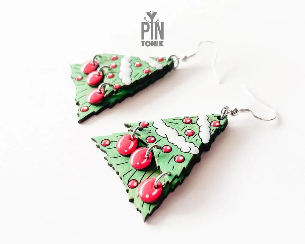 Jewelry - Christmas Tree Dangle Earrings - Festive Jewelry for Christmas Eve - Winter Accessories - PINTONIK
