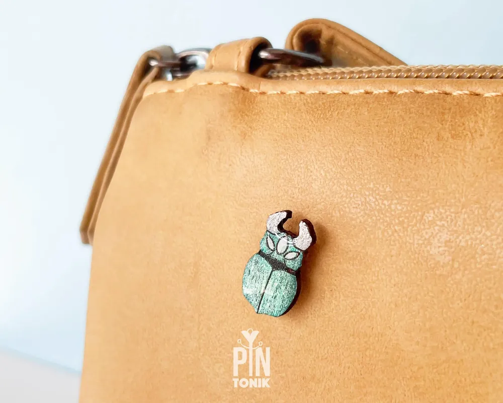 Jewelry - Stag Beetle Pin - Rhinoceros Bug Insect Jewelry - Bug Lover Gift - Mini Ita Bag Brooch - PINTONIK