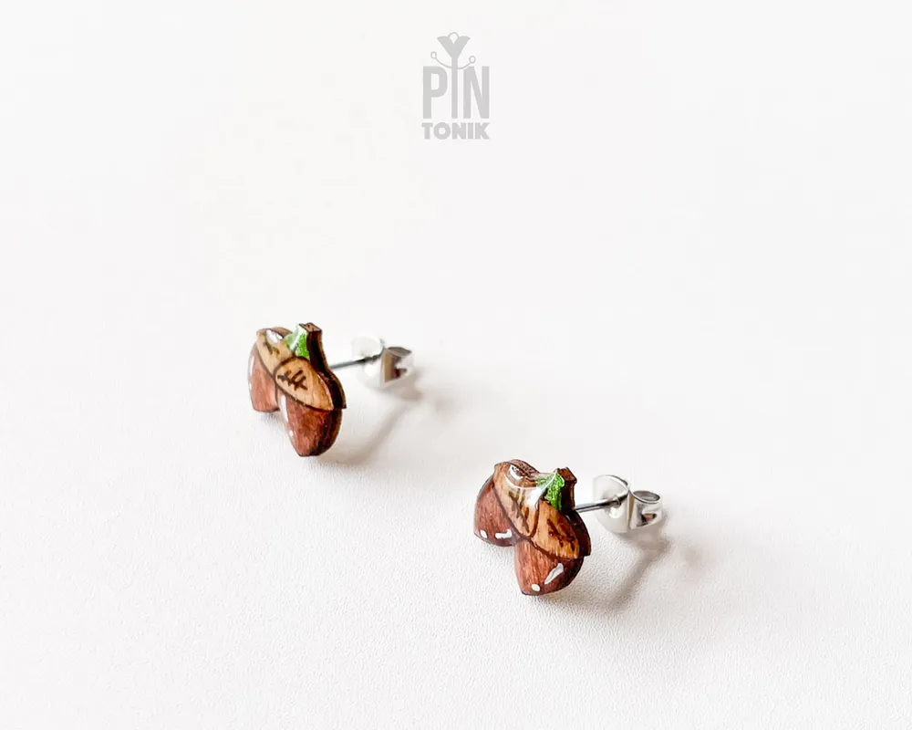 Jewelry - Tiny Acorn Studs - Autumn Funky Earrings - Fall Jewelry Gift for Back to School or Teachers - PINTONIK