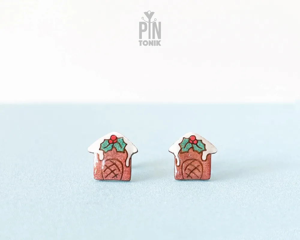 Bijoux - Boucles d'oreilles Maison en pain d'épice - Bijoux de Noël - PINTONIK