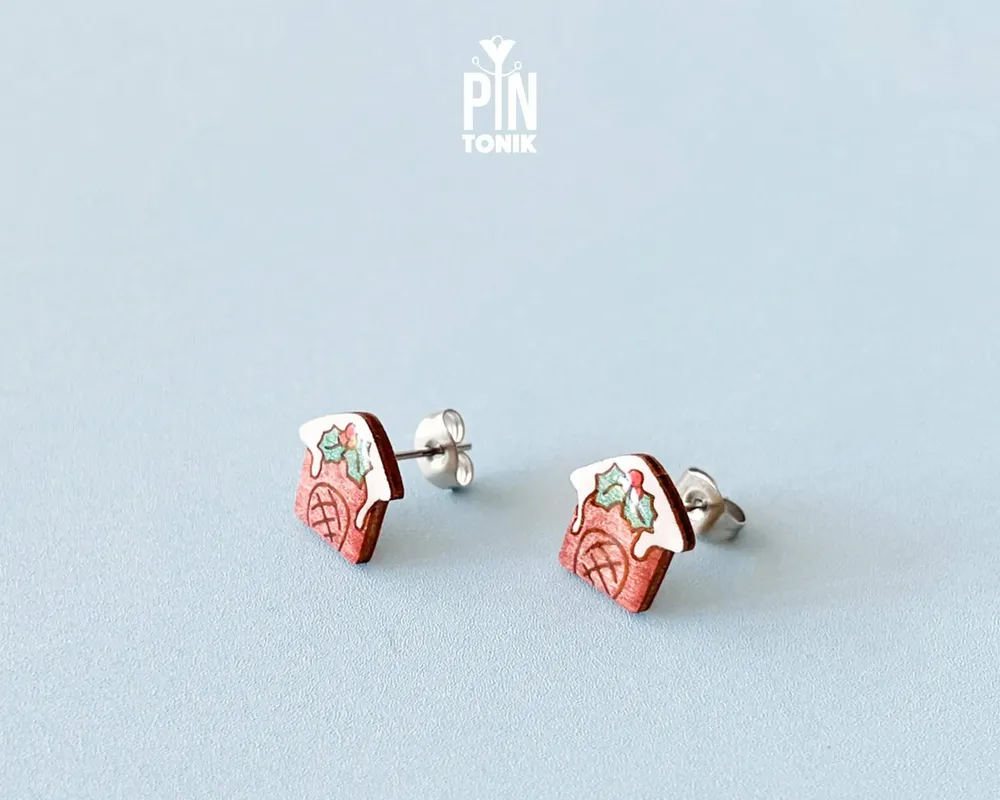 Bijoux - Boucles d'oreilles Maison en pain d'épice - Bijoux de Noël - PINTONIK