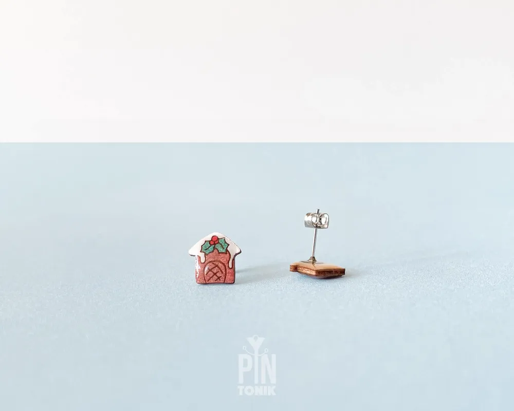 Bijoux - Boucles d'oreilles Maison en pain d'épice - Bijoux de Noël - PINTONIK