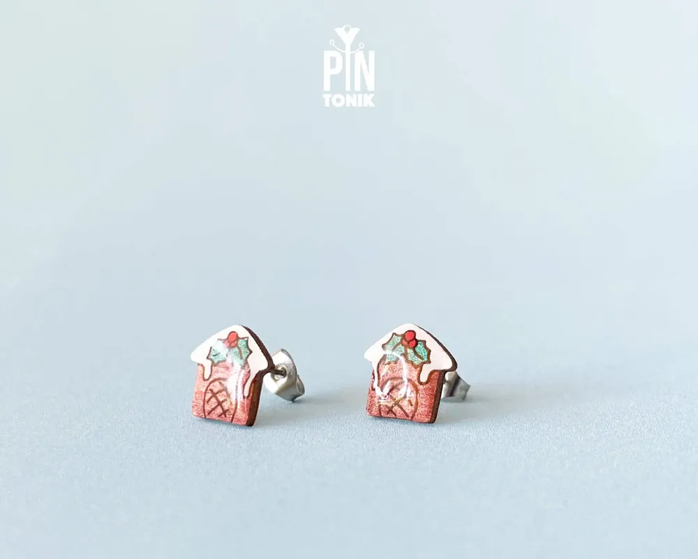 Bijoux - Boucles d'oreilles Maison en pain d'épice - Bijoux de Noël - PINTONIK