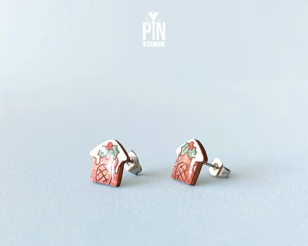 Bijoux - Boucles d'oreilles Maison en pain d'épice - Bijoux de Noël - PINTONIK