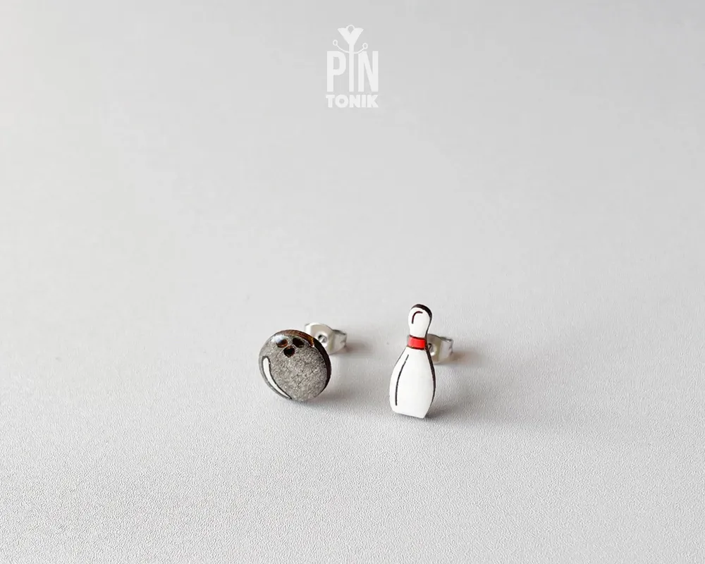 Bijoux - Boucles d'oreilles Bowling - Boule et quille dépareillées - Cadeau sportif - PINTONIK